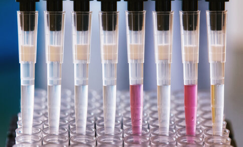 Automatisierter Liquid Handler überträgt Proben auf Biobankplatte