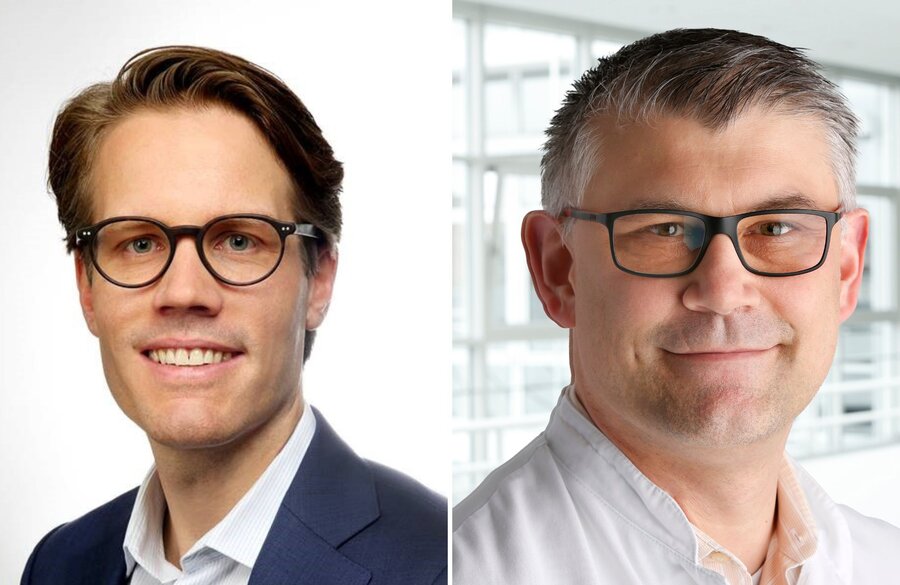  Dr Tobias Rheude (left) and Prof Michael Joner (right) from the German Heart Centre Munich.