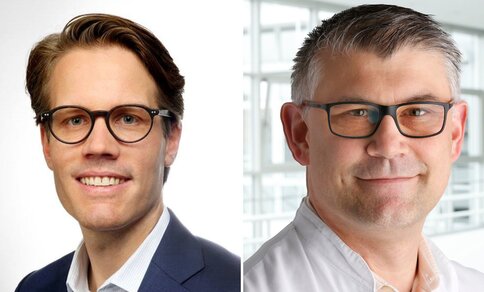  Dr Tobias Rheude (left) and Prof Michael Joner (right) from the German Heart Centre Munich.